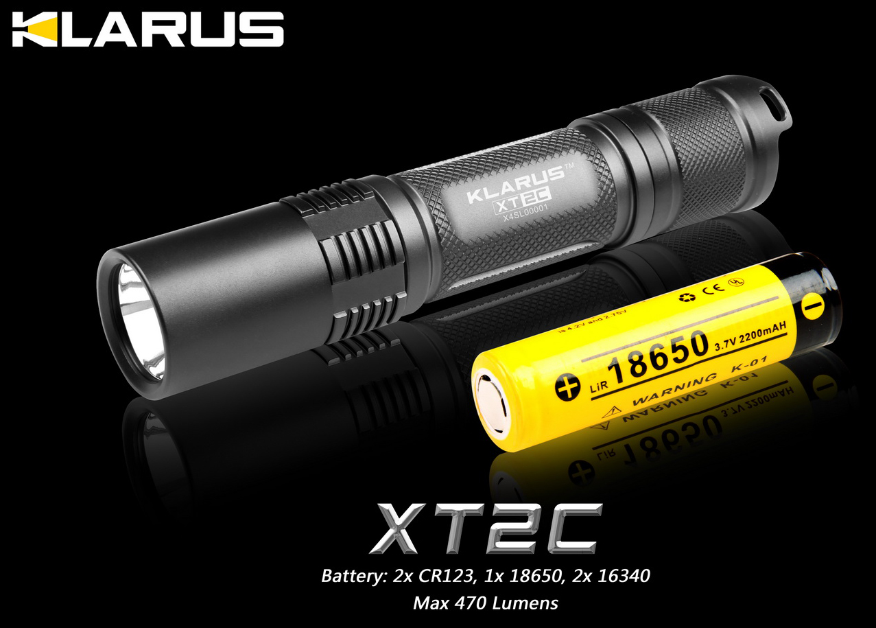 Lampe Torche tactique Klarus XT2C 900Lumens, mini lampe d'auto défense