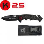 Couteau pliant tactique de poche K25 18865 - Noir - Lame 9,60 cm