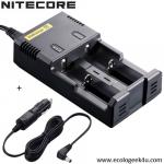 Chargeur Intellicharger i2 Nitecore + câble allume cigare