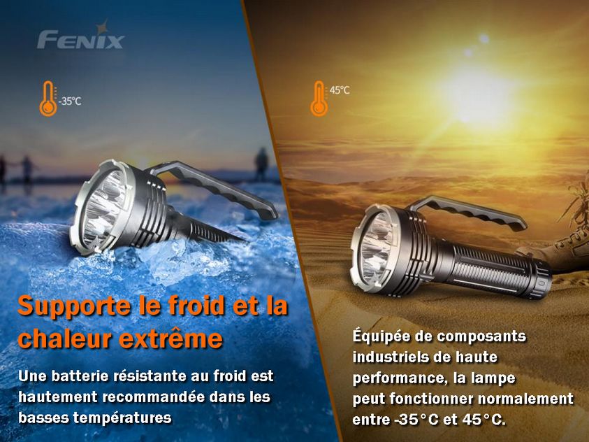Lampe Torche de recherche Fenix LR60R 21000Lumens, ultra puissante longue  portée, rechargeable fonction powerbank
