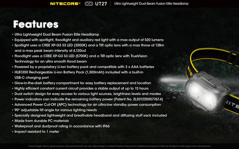 Lampe Frontale Nitecore UT27 NEW PRO – 800 Lumens