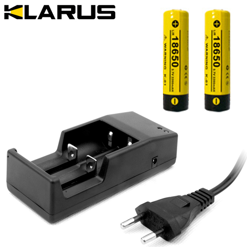 Chargeur Klarus + 2 Batteries Klarus 18650 2200mAh 3.7V protégées Li-ion