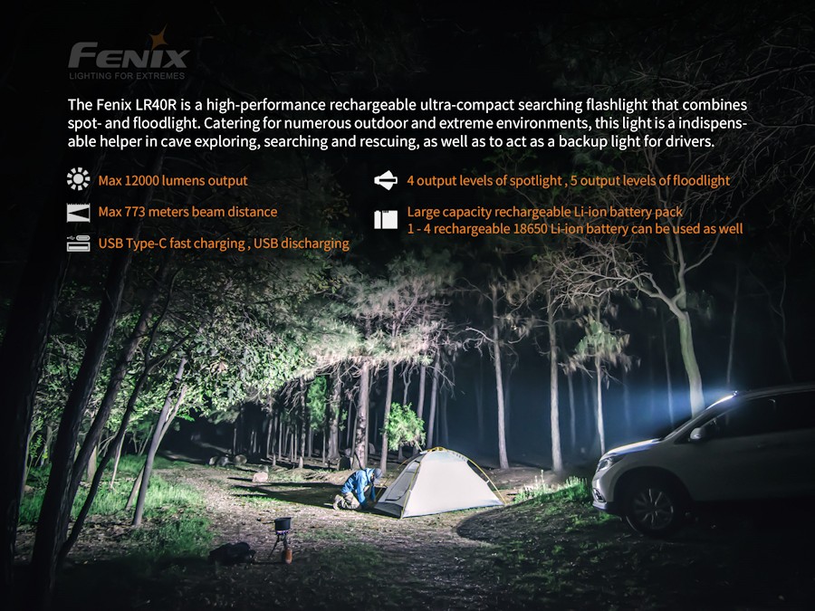 Fenix LR50R lampe torche LED rechargeable, 12000 lumens