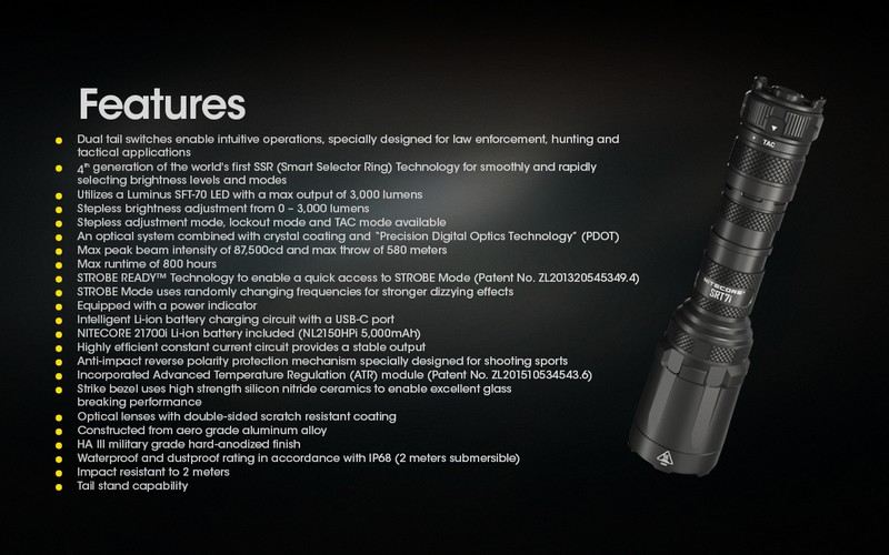 Lampe Torche Klarus XT2CR PRO – 2100 Lumens tactique et rechargeable –  NYCTALOPE