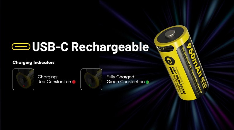 Batterie Nitecore NL169R rechargeable USB-C – 950mAh 3.6V protégée Li-ion -  RCR123