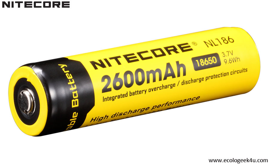 NITECORE Accessoires Pile rechargeable 18650 NL1826R avec micro port USB  2600mAh 3,6V B1