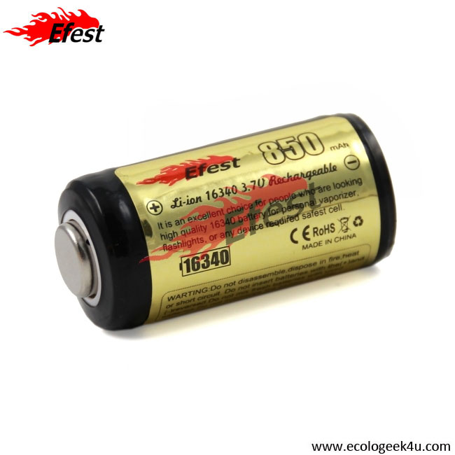 Batterie Efest 16340 - 850mAh 3.7V protégée Li-ion