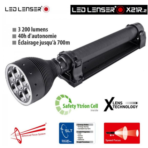 lampe torche led lenser x21r.2 3200lumens ultra puissante longue portée