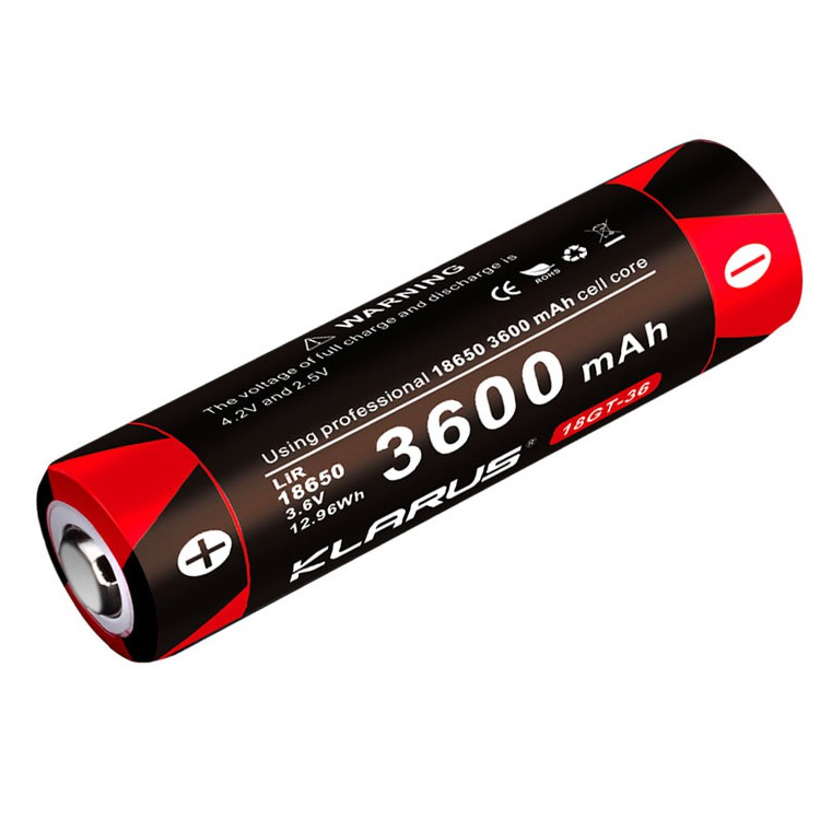 Batterie Klarus 18GT-36  18650 3600mAh protégée LiR pour lampe XT11GT, XT12S, XT2CR