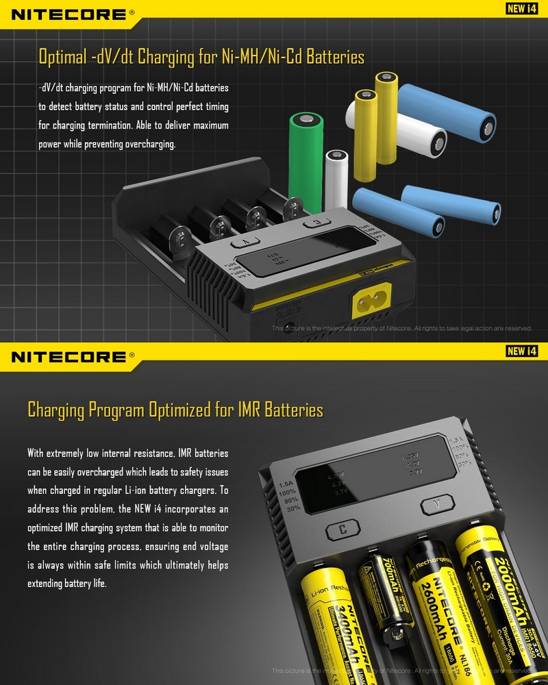 Batterie Nitecore NL1834 18650 - 3400mAh 3.7V protégée Li-ion