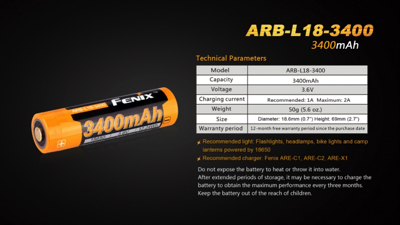 Batterie Nitecore NL1834 18650 - 3400mAh 3.7V protégée Li-ion