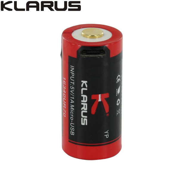 Batterie Klarus 16GT-70UR - 700mAh 3.7V protégée Li-ion, rechargeable en USB