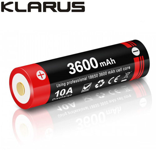 Batterie Klarus 18GT-36UR 18650 3600mAh protégée LiR pour lampe XT12GT, XT11X, XT2CR