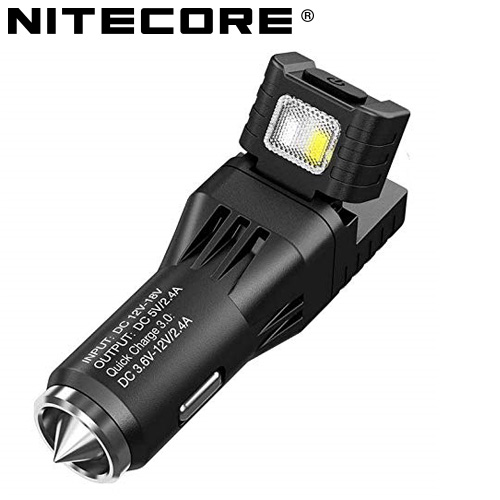 Chargeur allume cigare Nitecore VCL10, lumière de secours, brise vitre,  corps aimanté