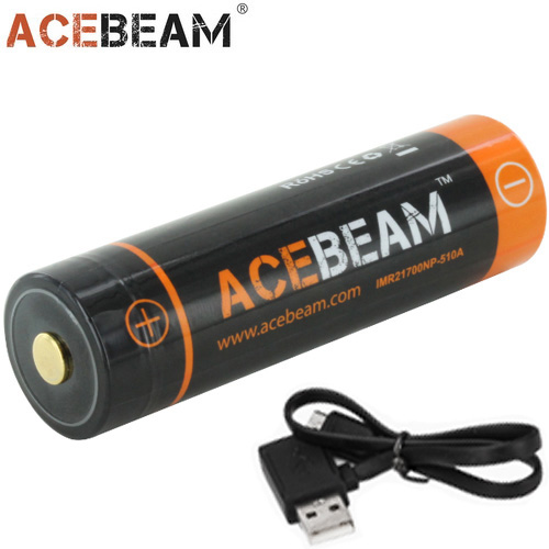 Batterie Acebeam 21700 5100mAh 3.7V protégée LIR port USB intégré