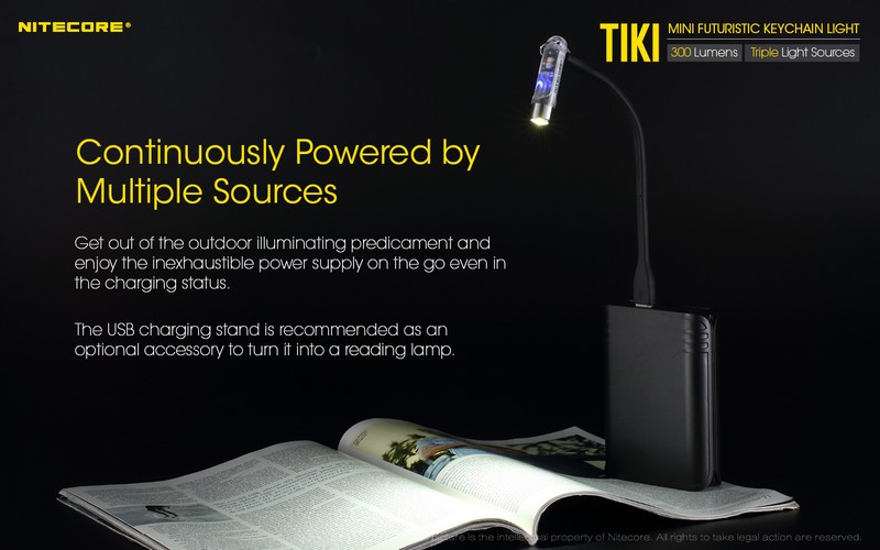 Mini lampe de poche Nitecore TiKi 300 Lumens, rechargeable, pour