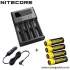 Chargeur Nitecore NEW i4 + 2 ou 4 batteries 2300mAh + câble allume cigare