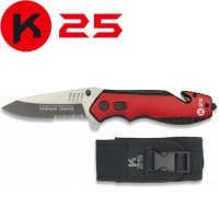 Couteau pliant tactique de poche K25 19704 Rouge et Noir