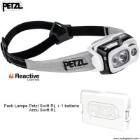Pack Lampe Frontale Petzl SWIFT RL 900Lumens + 1 accu Swift RL 